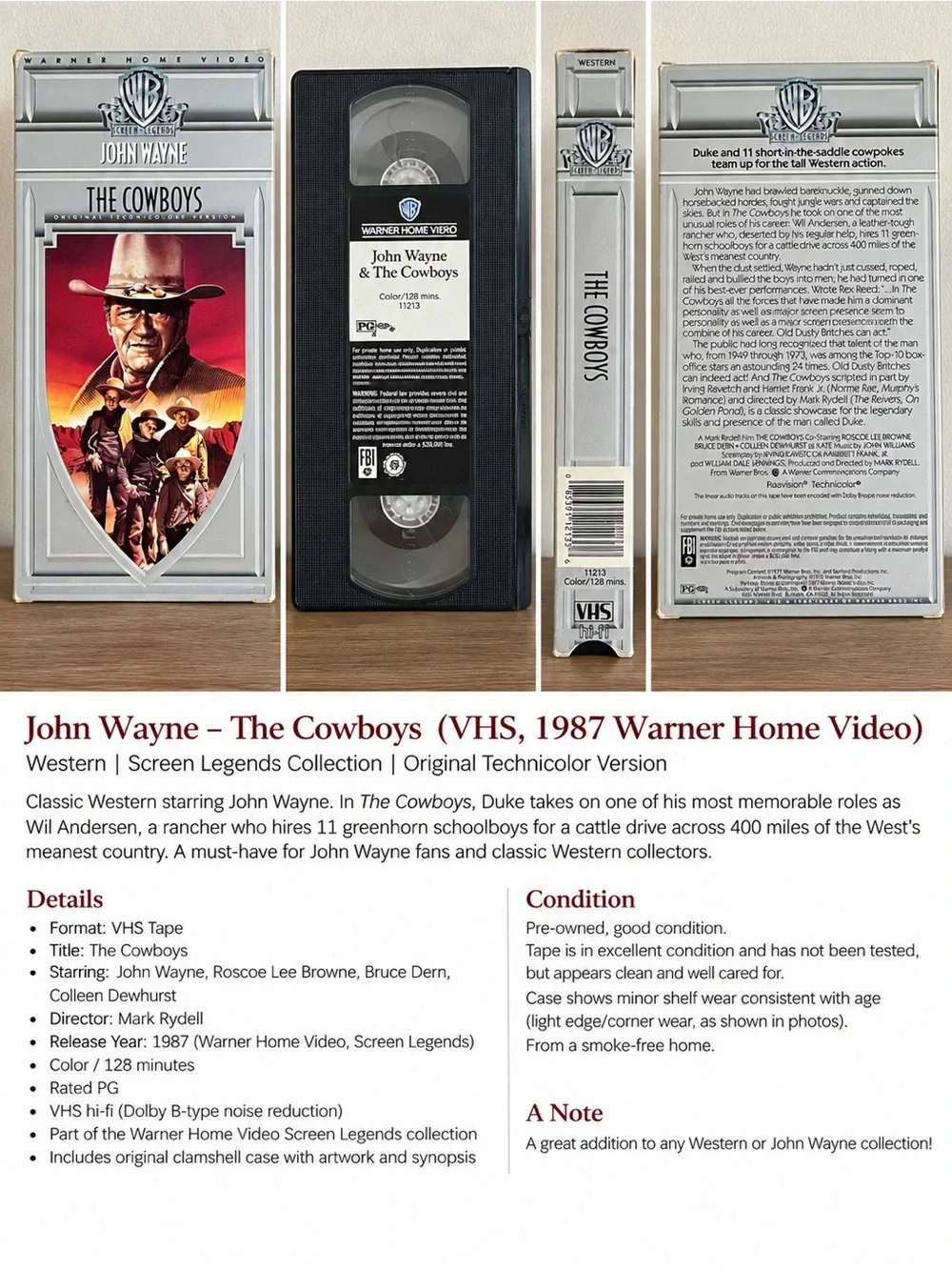 Warner Bros. John Wayne The Cowboys VHS legends Western